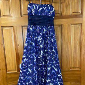 Strapless BCBGMaxAzria Blue and White Floral Dres